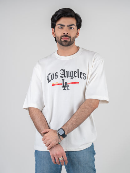 Los Angeles Printed Cotton Oversized Tshirt For Men