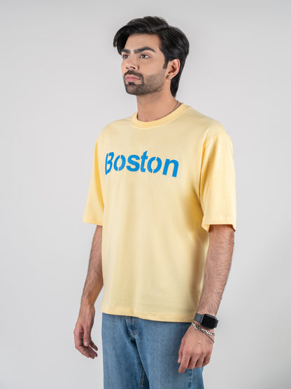 Boston Printed Cotton Oversized Tshirt For Men