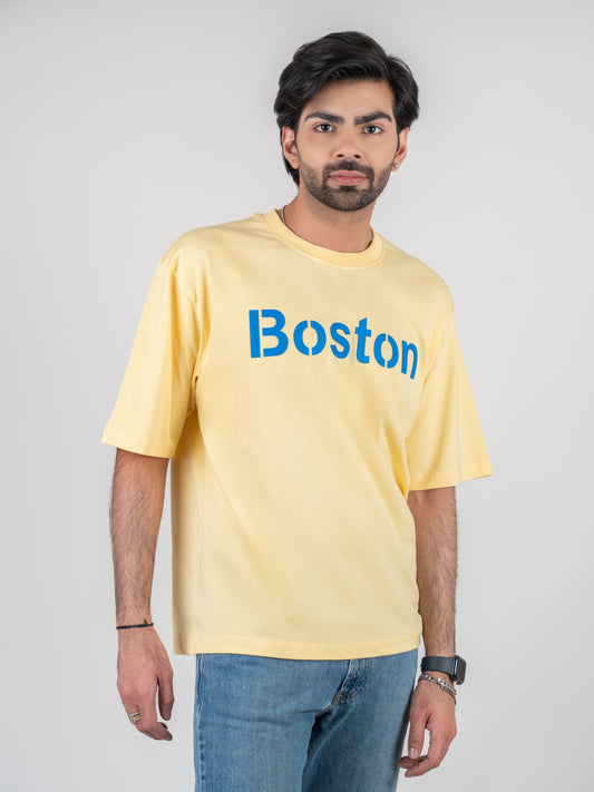Boston Printed Cotton Oversized Tshirt For Men
