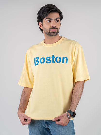 Boston Printed Cotton Oversized Tshirt For Men