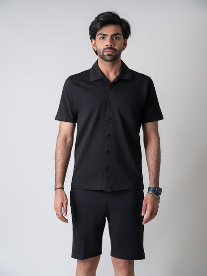 Black Shirt & Shorts Co-Ords For Men