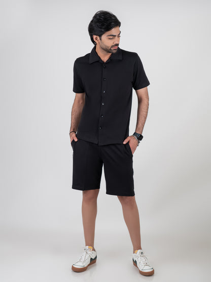 Black Shirt & Shorts Co-Ords For Men