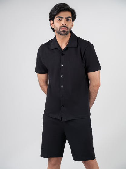 Black Shirt & Shorts Co-Ords For Men