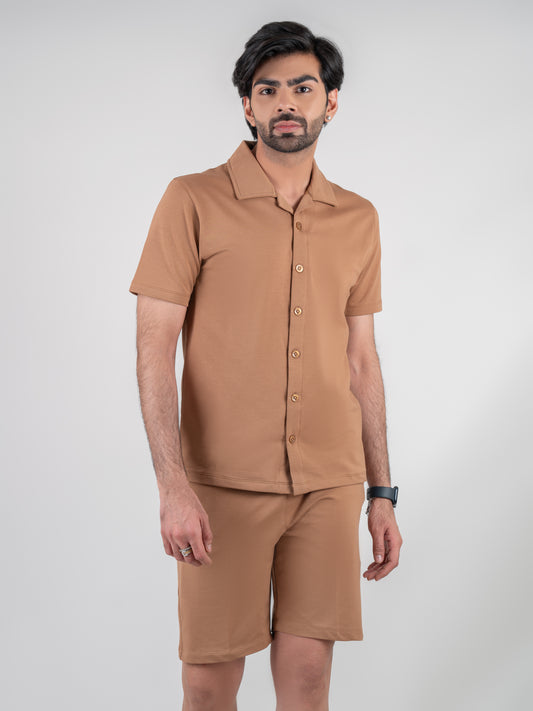 Coffee Shirt & Shorts Co-Ords For Men