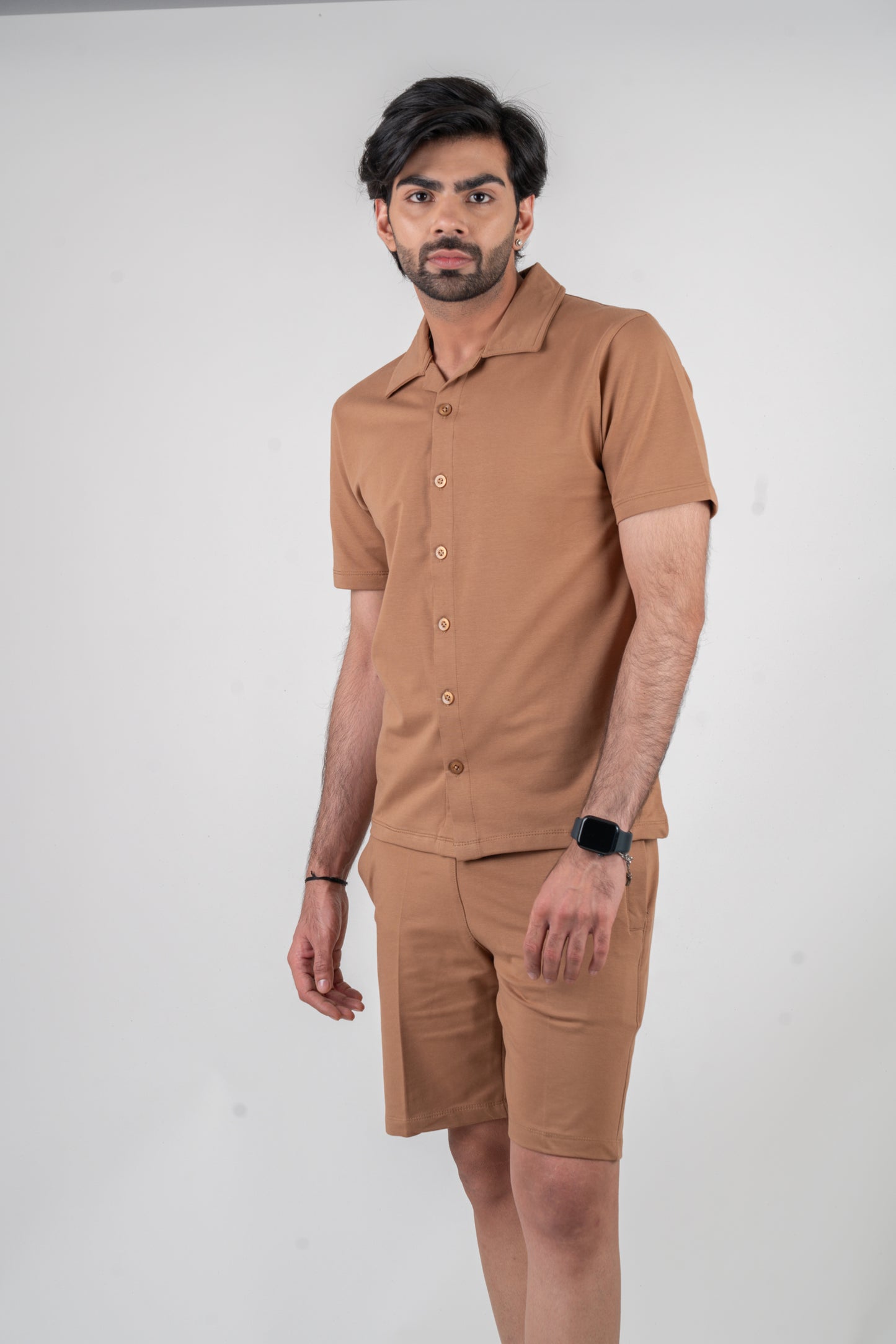 Coffee Shirt & Shorts Co-Ords For Men