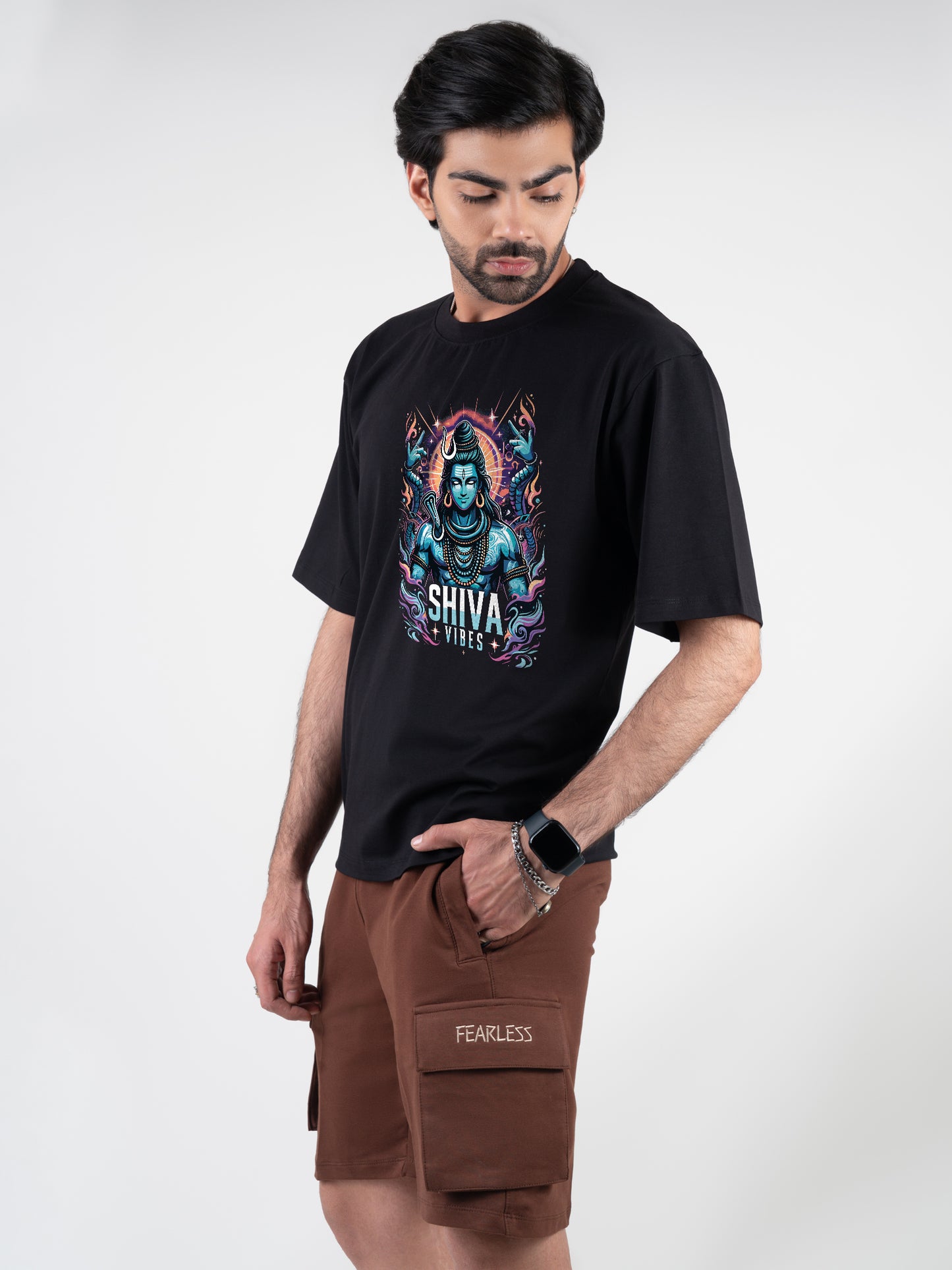 Shiva Vibes Black DropShoulder T-Shirt