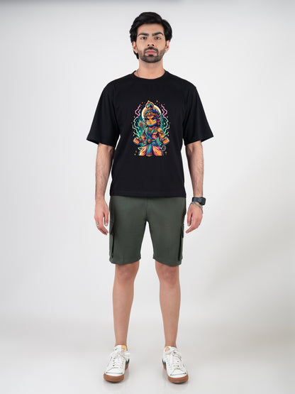 Kid Hanuman Black DropShoulder T-Shirt