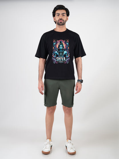 Shiva Vibes Black DropShoulder T-Shirt